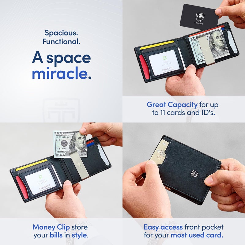 TRAVANDO Mens Wallet with Money Clip AUSTIN RFID Blocking Bifold Credit Card Holder for Men with Gift Box - Image 3